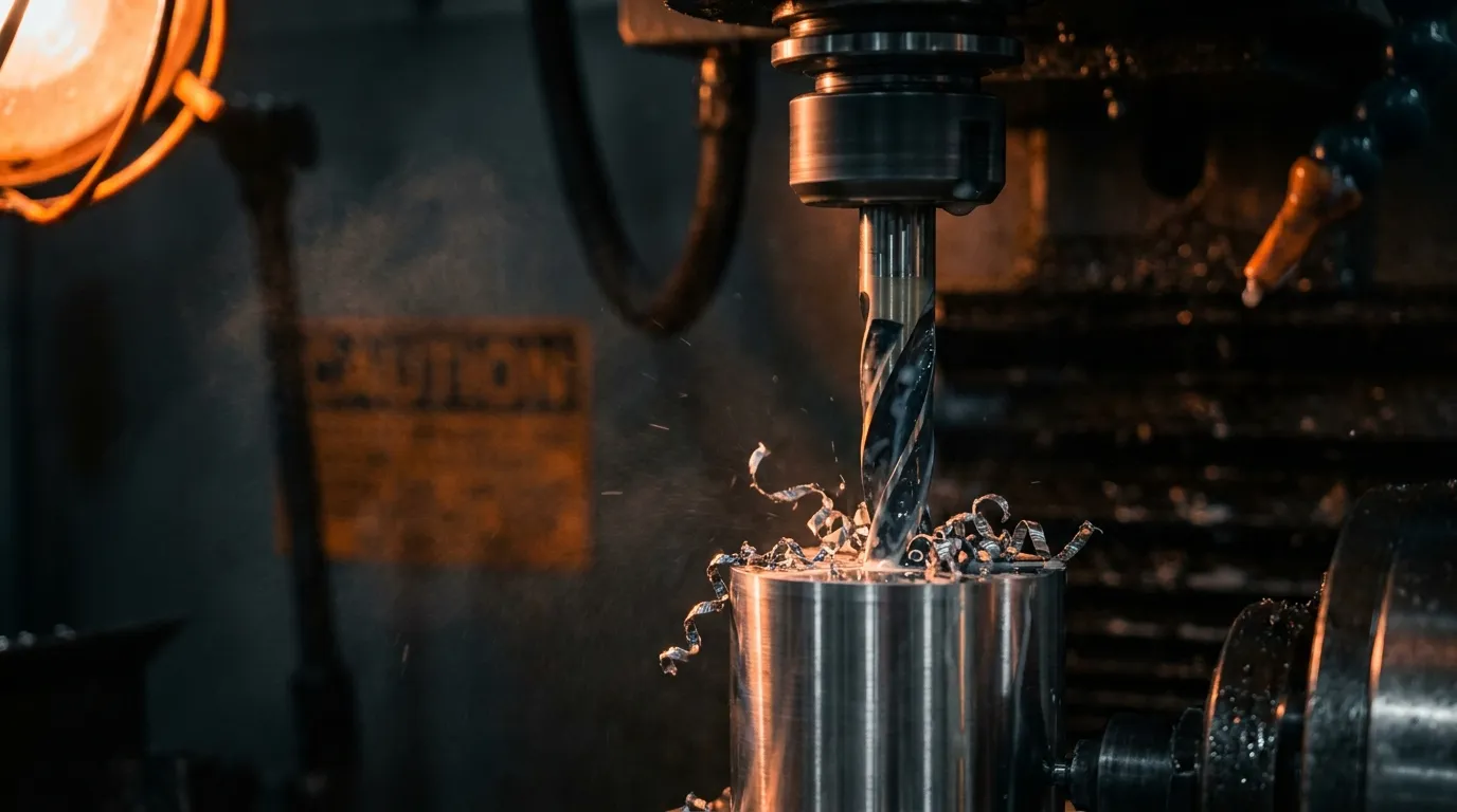 Gun drilling a steel billet on a precision deep-hole drilling machine