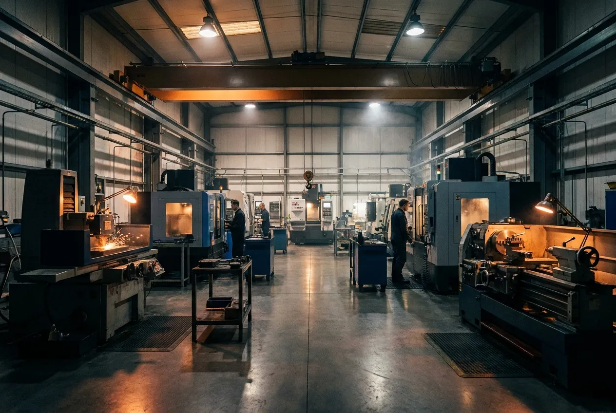 The J & F Precision machine shop floor